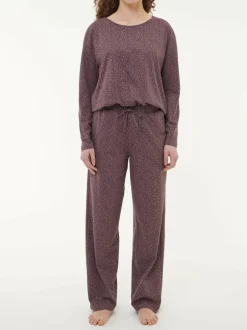 Schlafhose aus Bio-Baumwolle, 94 blätterdruck aubergine, M, GOTS