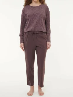 Schlafhose verkürzt aus Bio-Baumwolle, 08 aubergine, M, GOTS