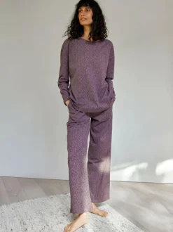 Schlafshirt aus Bio-Baumwolle, 94 blätterdruck aubergine, S, GOTS