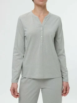 Schlafshirt aus Bio-Baumwolle, 96 salbei/weiss ringel, S, GOTS