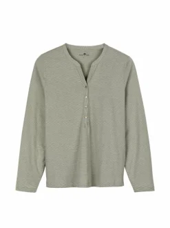 Schlafshirt aus Bio-Baumwolle, 96 salbei/weiss ringel, S, GOTS