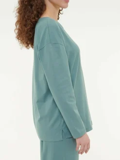 Schlafshirt aus Bio-Baumwolle, 86 blaugrün, S, GOTS