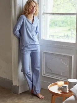 Schlafshirt aus Bio-Baumwolle, 89 meerblau/weiß ringel, S, GOTS