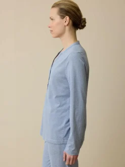 Schlafshirt aus Bio-Baumwolle, 89 meerblau/weiß ringel, S, GOTS