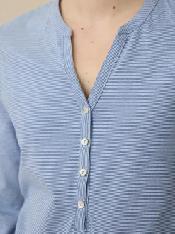 Schlafshirt aus Bio-Baumwolle, 89 meerblau/weiß ringel, S, GOTS