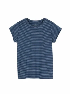 Schlafshirt aus Bio-Baumwolle, 84 blau/natur melange ringel, XS, GOTS