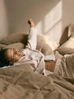 Schlafshirt aus Bio-Baumwolle, 88 cranberry gestreift, L, GOTS