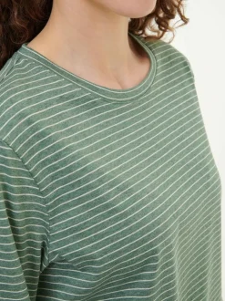 Schlafshirt aus Bio-Baumwolle, 96 eucalyptus/natur melange ringel, S, GOTS