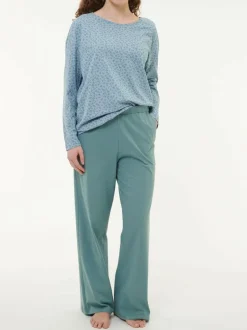 Schlafshirt aus Bio-Baumwolle, 91 blumendruck himmelblau, S, GOTS