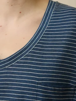 Schlafshirt aus Bio-Baumwolle, 84 blau/natur melange ringel, L, GOTS