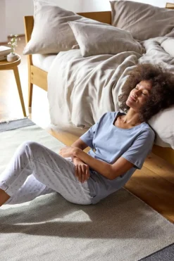 Schlafshirt aus Bio-Baumwolle, 92 meerblau, M, GOTS