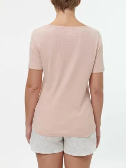 Schlafshirt Kurzarm aus Bio-Baumwolle, 91 rosenquarz, S; GOTS