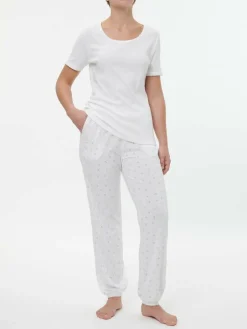 Schlafshirt Kurzarm aus Bio-Baumwolle, 11 weiß, S, GOTS