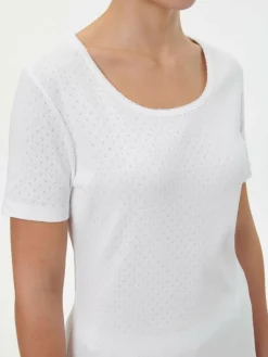 Schlafshirt Kurzarm aus Bio-Baumwolle, 11 weiß, S, GOTS