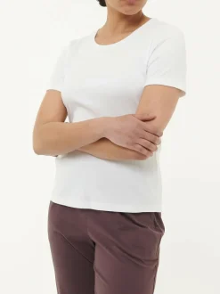 Schlafshirt Kurzarm aus Bio-Baumwolle, 11 weiß, S, GOTS