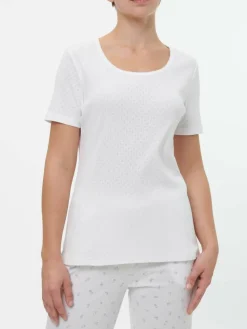 Schlafshirt Kurzarm aus Bio-Baumwolle, 11 weiß, S, GOTS