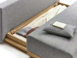 Schlafsofa Nebo B200 x T108 x H72, Sitzhöhe 42cm/Sitztiefe 85cm, inkl. 2 Kissen (80 x 55cm), Wollstoff Tano Natur (79), Buche