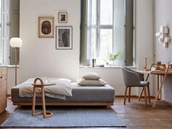 Schlafsofa Nebo B200 x T108 x H72, Sitzhöhe 42cm/Sitztiefe 85cm, inkl. 2 Kissen (80 x 55cm), Wollstoff Tano Natur (79), Buche