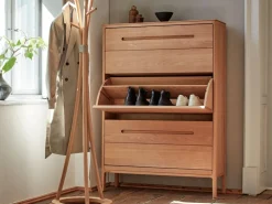 Schuhschrank Tenso, 3 Klappen, Buche