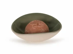 Seifenschale aus Keramik, salbei, oval, ca. 13 x 10,5 x 4,5 cm