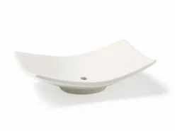 Seifenschale aus Keramik, weiß, eckig, ca. 13,5 x 9 x 3,5 cm