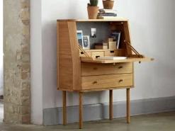 Sekretär Tonda inkl. 2 Stk. Innenladen 22x22x6,6 cm u. Pinwand aus Filz, B 80xT42,3xH 114 cm, Buche