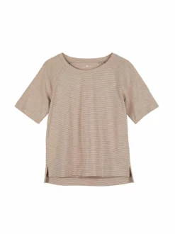 Shirt aus Bio-Baumwolle, 71 camelie/taupe ringel, 42, GOTS