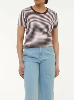 Shirt aus Bio-Baumwolle, 25 merlot/weiss ringel, 38, GOTS