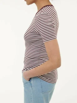 Shirt aus Bio-Baumwolle, 25 merlot/weiss ringel, 38, GOTS