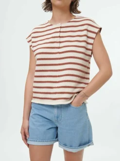 Shirt aus Bio-Baumwolle, 56 offwhite/kastanie jacquard ringel, 38, GOTS