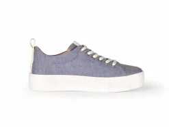 Sneaker aus Bio Leder/Leinen, 38 navy, 38