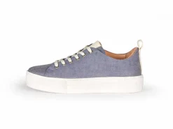 Sneaker aus Bio Leder/Leinen, 38 navy, 38