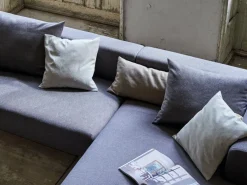 Sofakissen-Überzug, 55 x 80 cm, Wollstoff Tano Natur (79), mit verdeckter Knopfleiste