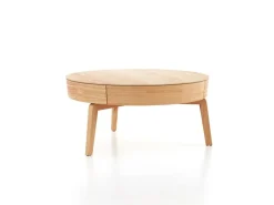 Sofatisch Mitsu, Ø 80 cm, mit einer Schublade, Buche