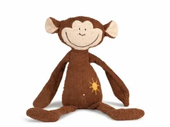 Sonnenschein-Affe Abu mit gelber Sonne, ca. 50 cm, Bezug: 100 % Baumwolle, Füllung: 100 % Schurwolle (Schaf), GOTS