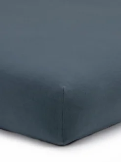 Spannleintuch ALIZA, ozean, 90/100 x 200/220 x 22/28 cm, 97 % Baumwolle/3 % Elasthan, Jersey, GOTS, VEGAN