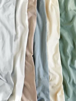 Spannleintuch ALIZA, ozean, 90/100 x 200/220 x 22/28 cm, 97 % Baumwolle/3 % Elasthan, Jersey, GOTS, VEGAN