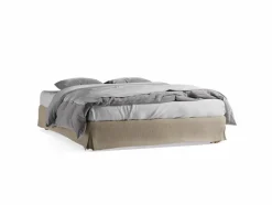 Stoffhousse für Bettrahmen Jukai Pur, B = 140 cm, Baumwollstoff Ondula Taupe (140)