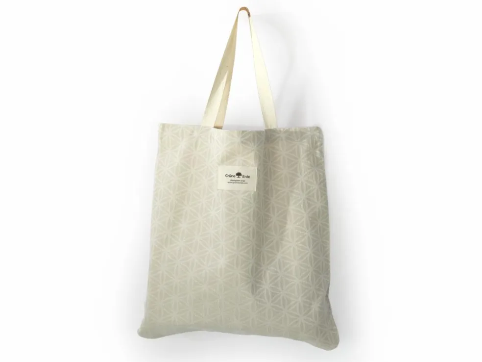 Stofftragetasche Blume des Lebens, 45 x 43 cm, natur, 100 % Baumwolle, GOTS