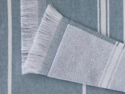 Strand- und Saunatuch mit Fransen, ozean, 90 x 200 cm, 100 % Baumwolle, GOTS