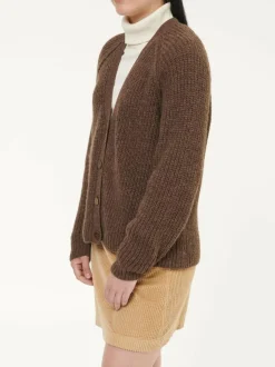 Strickjacke aus Alpakawolle, 78 mokka, S