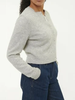 Strickjacke aus Alpakawolle, 04 grau melange, XL