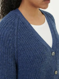 Strickjacke aus Alpakawolle, 05 blau melange, S