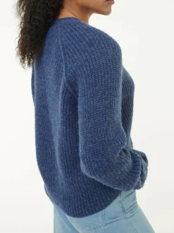 Strickjacke aus Alpakawolle, 05 blau melange, S
