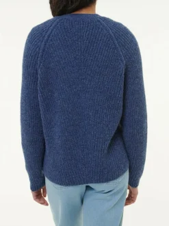 Strickjacke aus Alpakawolle, 05 blau melange, S