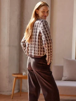 Strickjacke aus Alpakawolle, 09 hahnentritt chocolate, S