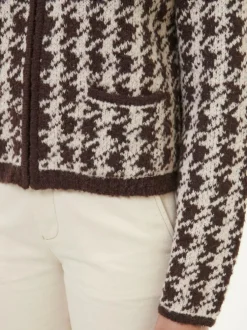 Strickjacke aus Alpakawolle, 09 hahnentritt chocolate, S