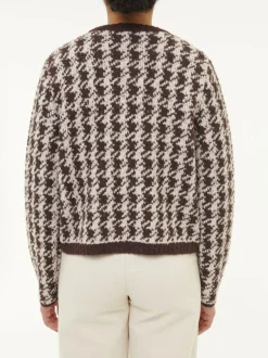 Strickjacke aus Alpakawolle, 09 hahnentritt chocolate, S