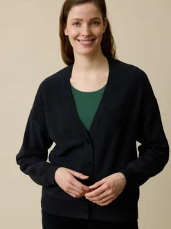 Strickjacke aus Bio-Baumwolle und Wolle, 38 navy, L, GOTS