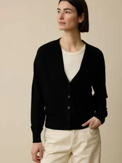 Strickjacke aus Bio-Wolle, 01 schwarz, S, GOTS